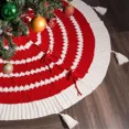 thumbnail image 2 of . Falda Navideña Roja Con Borlas Circulares De 48 Pulgadas, 2 of 8