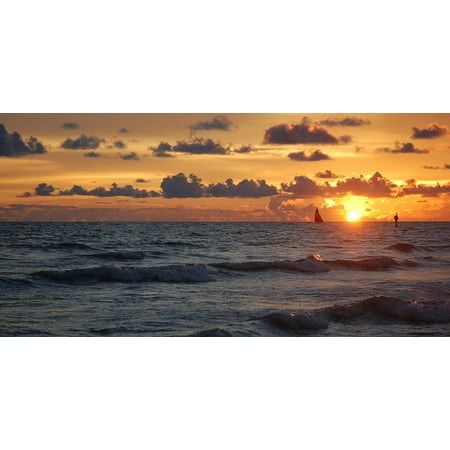 Canvas Print Beach Florida Siesta Key Sunset Stretched Canvas 10 x (Siesta Key Beach Best Beach)
