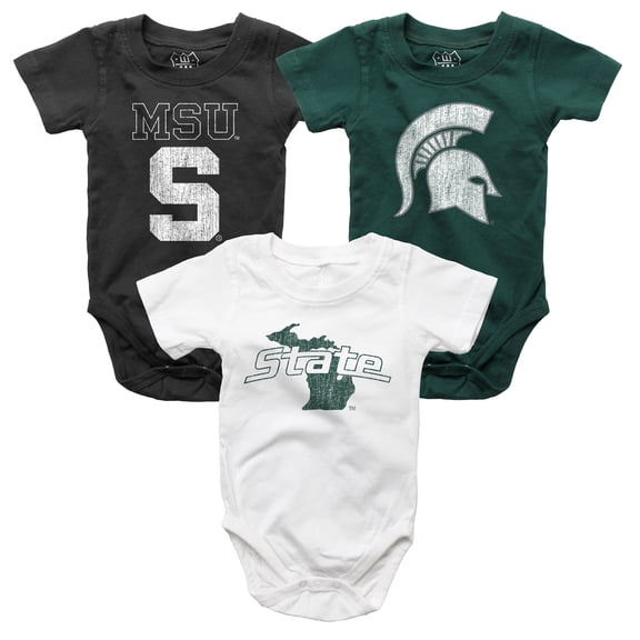 Infant Wes & Willy Michigan State Spartans Three-Pack Bodysuit Set