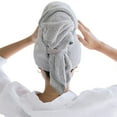 thumbnail image 2 of Hair Towel Pack for women, anti-frizz hair drying towel with elastic band, quick-drying hair bandana - Light grey, 2 of 5