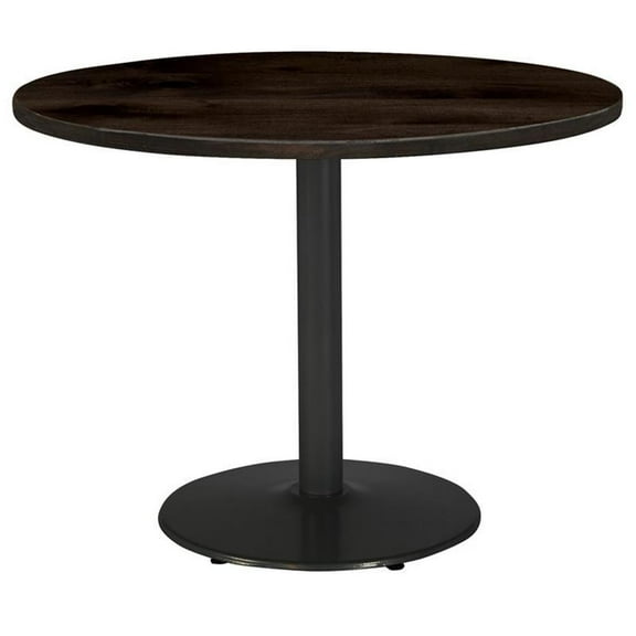 Pemberly Row 42" Round Breakroom Table Espresso Round Black Base Stand. Height