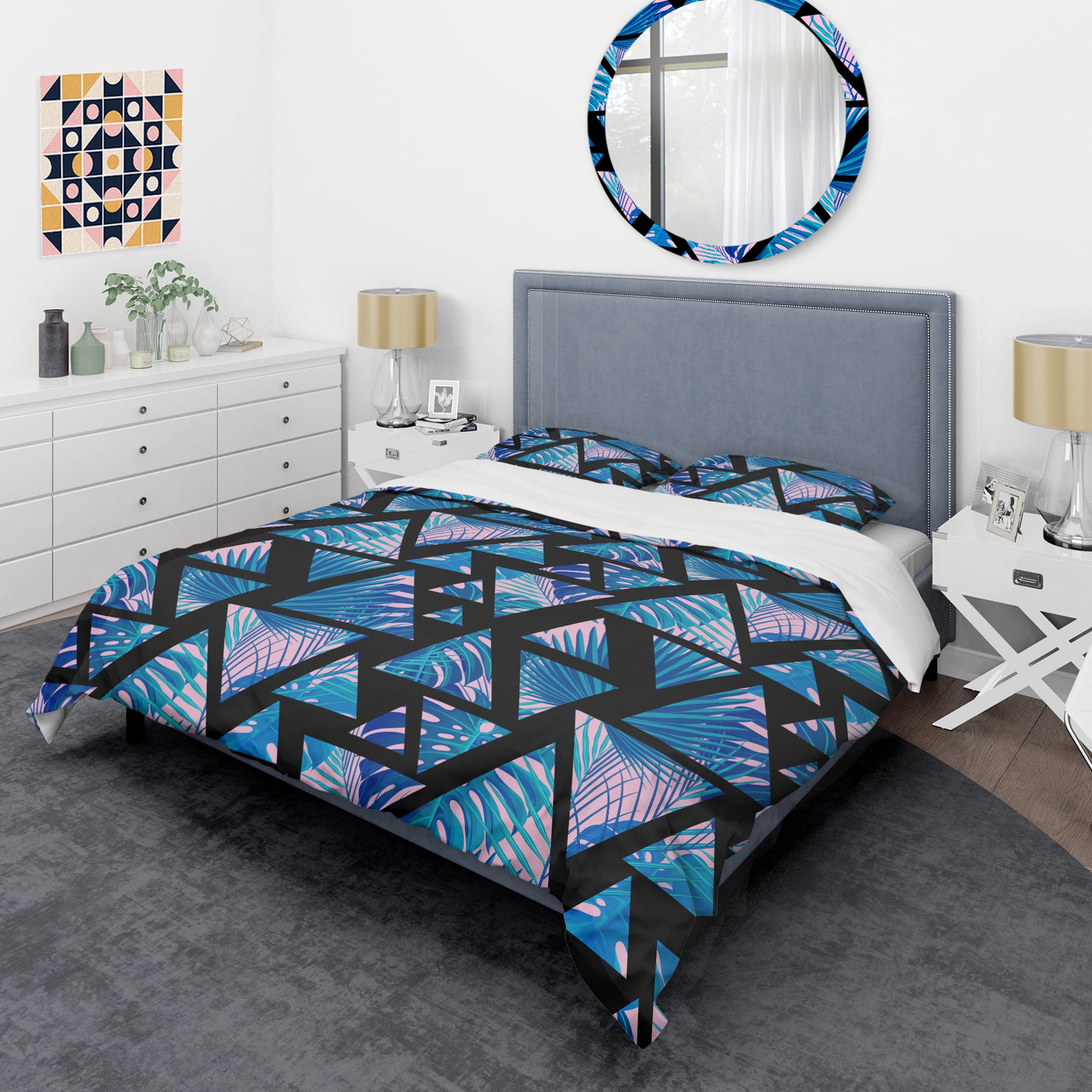 Designart 'Retro Floral Pattern XIV' Mid-Century Modern Duvet Cover Set