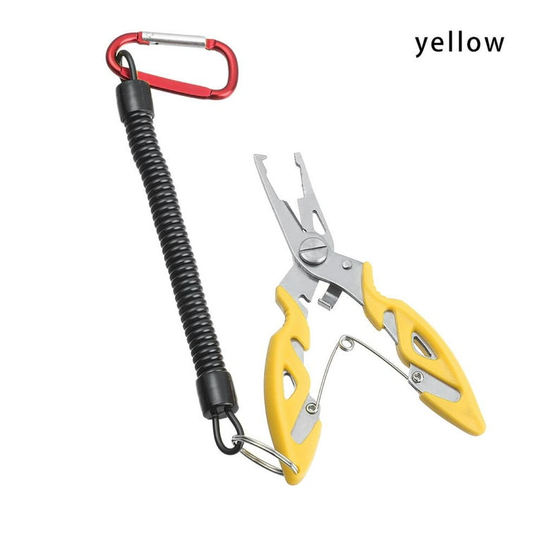 Outdoor Plastic Handle Multi-function Clipper Tool Stainless Steel Scissor  Hook Removers Fishing Pliers Bait Line Cutter YELLOW