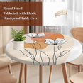 thumbnail image 3 of Boho Floral Round Tablecloth 45-54 Inch Round Fitted Table Cloth with Elastic Edge, Abstract Contemporary Minimalist Clean-lined Waterproof Table Cover Protector for Outdoor Picnic Party Dining, 3 of 6