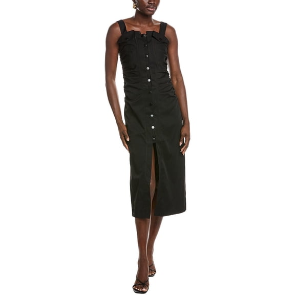 Gracia womens Gathered Midi Dress, l, Black