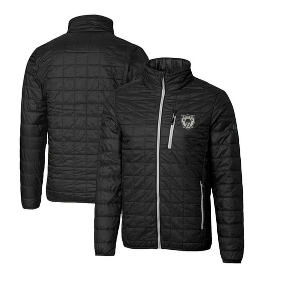 Men's Cutter & Buck Black Las Vegas Raiders Throwback Logo Big & Tall Rainier Eco Insulated Full-Zip Puffer Jacket