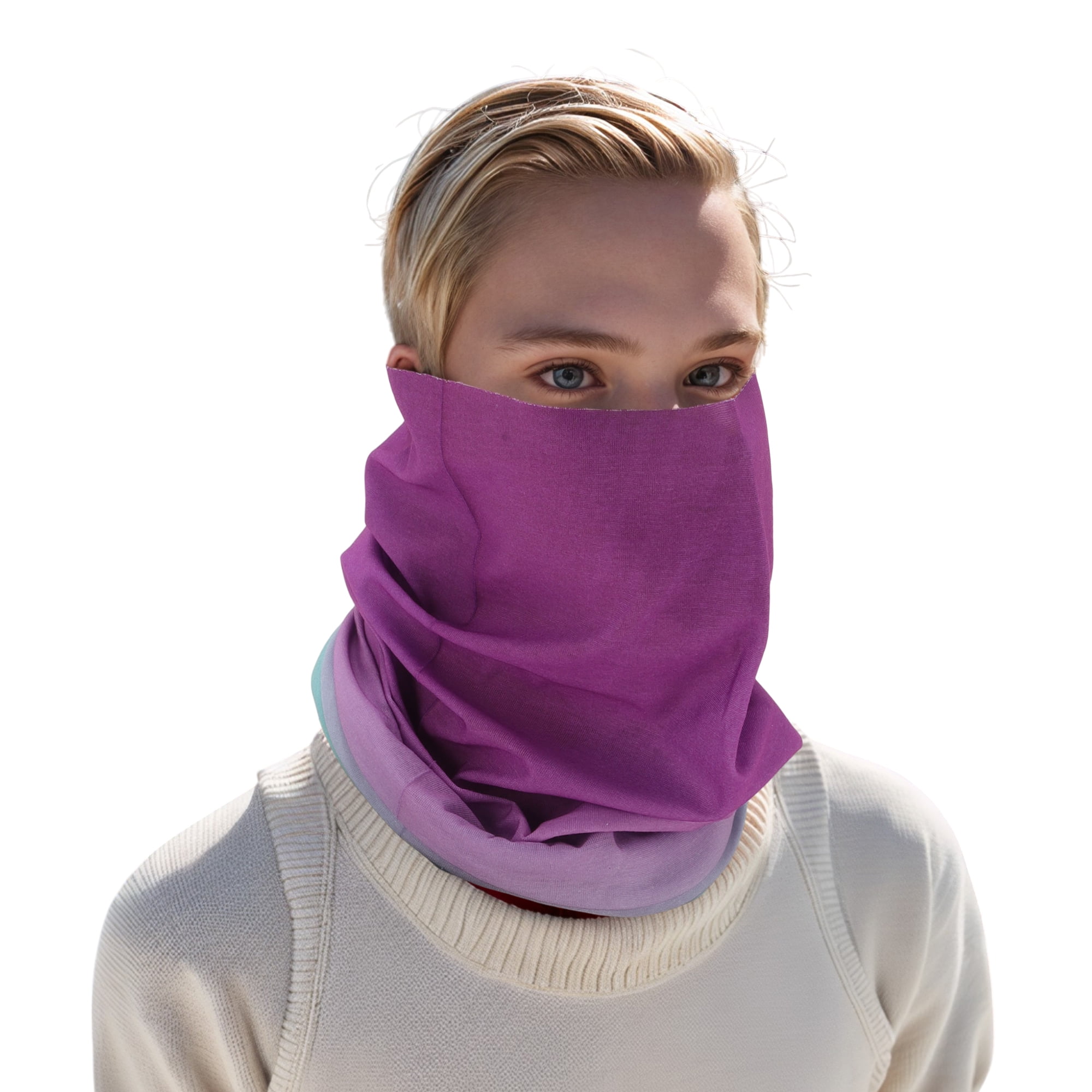 Unique Bargains Cooling Face Scarf Mask 1 Pc Purple, Green