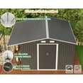 thumbnail image 6 of Jocisland 12x12x6.6 ft Galvanized Metal Storage Shed with Sliding Doors & Ramp, 2 Window & Vent, Weather-Resistant Outdoor Tool/Garden Shed, Dark Grey, 6 of 8