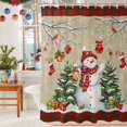 thumbnail image 6 of Shower Curtains Sets for Bathroom Decor Vintage Snowman on Linen Waterproof Bathroom Curtain with Hooks, Red Black Striped for Bathroom Decor,72x72IN, 6 of 9