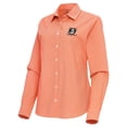 thumbnail image 2 of Women's Antigua Orange Anaheim Ducks Porter Woven Tri-Blend Long Sleeve Button-Up Shirt, 2 of 3