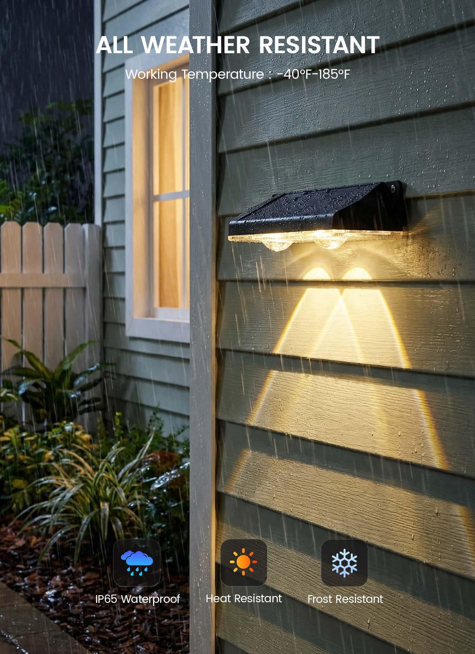 8 Pack Solar-Fence-Lights-Outdoor, IP65 Waterproof Warm White & RGB 11 Color Solar Deck Step Flood Lights, Solar Patio Lights for Outside Backyard Yard Home Improvement Wall Railing