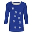 thumbnail image 4 of Jewelreauty 3/4 Sleeve Tunic Tops for Women Cute Floral Print Crewneck Basic Tees Casual Loose Summer Clothes (L, Blue), 4 of 4
