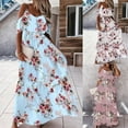 thumbnail image 3 of Koszal Bohème Femmes Robe Coupe Basse Épaule Froide Manches Courtes Imprimé Floral Robe Maxi pour Cocktail, 3 of 9
