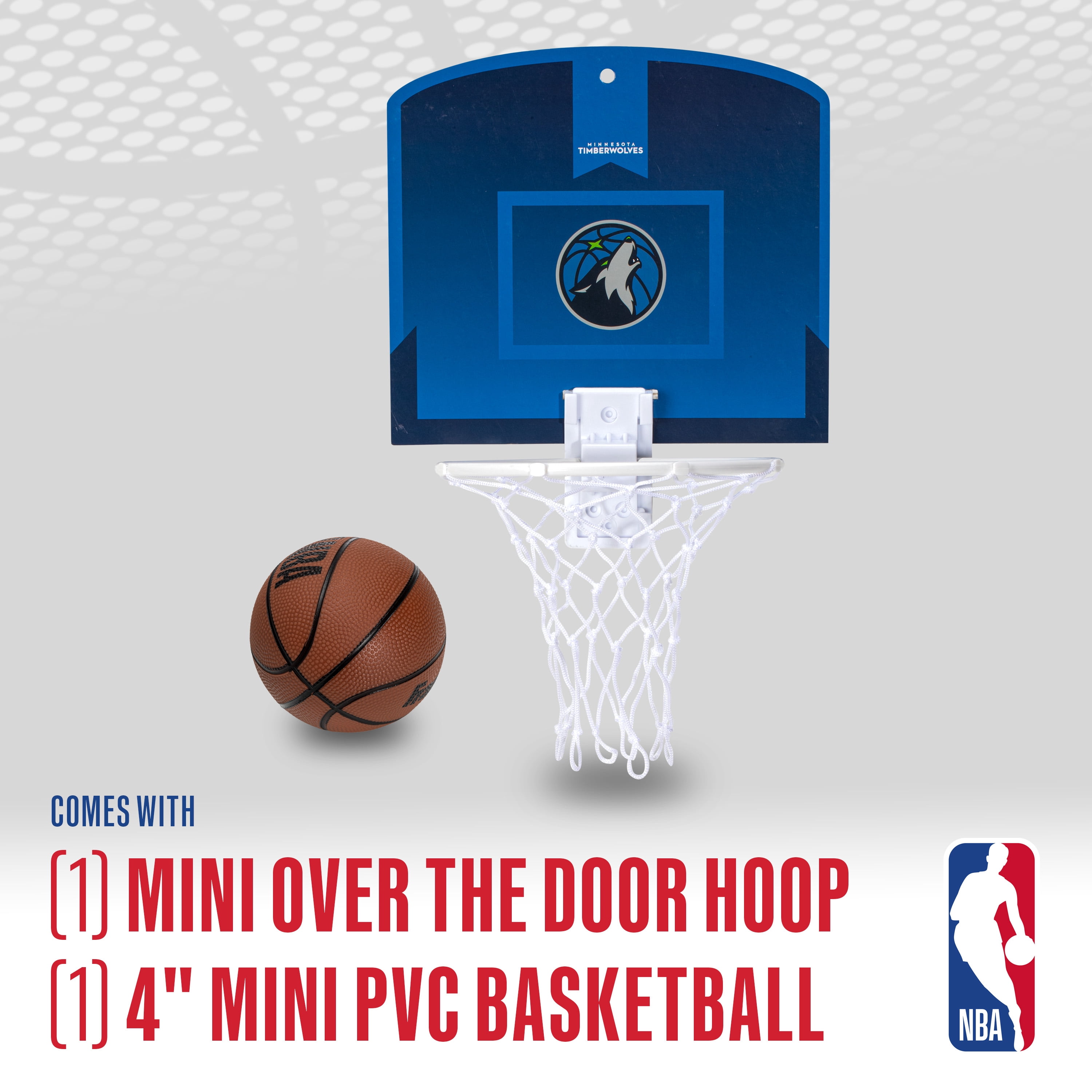 Franklin Sports NBA Minnesota Timberwolves Mini Over the Door Basketball Hoop - Kids Indoor Mini Basketball Hoop + Basketball - NBA Fan Shop Hoop for Bedroom + Office - Over the Door Mini Hoop Set