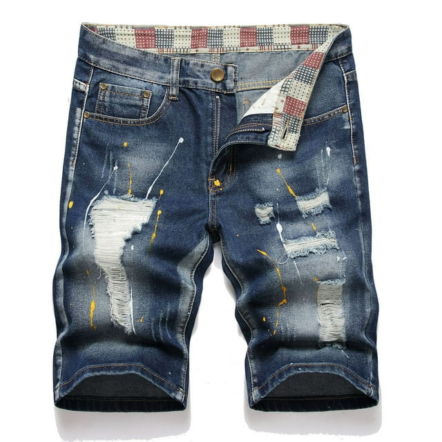 LSLJS Men's Summer Short Micro Inelastic Shorts Zipper Open Five Point Short Half Shorts Jeans Gifts for Men