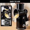 thumbnail image 4 of 5 in 1 Rotary Cheese Grater Vegetable Slicer with Handle - Upgraded Hand Crank Cheese Grater with Handle and Strong Suction Base, Multi-Purpose Slicer with 5 Well-Designed Blades (Black), 4 of 4