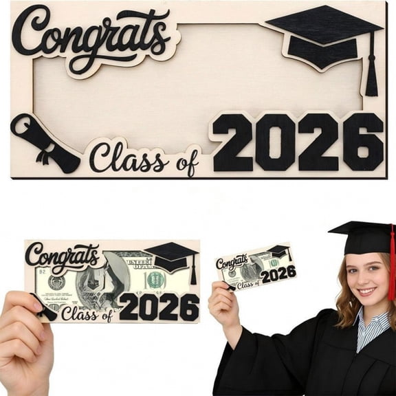 GNOIX Money Holder,Graduation Gifts 2026 Money Holder for Her Him, Wooden Class of 2026 Graduation Cash Holder, Money Envelopes Box for Cash Gifts for College High School