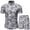 Gray, variant on Summer Stamzod Mens outfit Set Short Sleeve Shirts and Shorts 2 Piece Retro Print Short Set Slim Button Up Hawaiian Shirt Suits