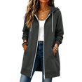 thumbnail image 2 of WULMLEO Long Hoodies for Women Lined Long Sleeve Hooded Full Zip Up Sweatshirts Casual Cute Pullover Tops Plus Size Winter Jacket with Pocket Dark Gray 5XL, 2 of 9