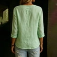 thumbnail image 5 of Uootdi Women's Tops 3/4 Sleeve Crew Neck Peplum Blouses Bohemian Casual Style Linen Blend Lightweight Breathable Relaxed Fit Shirts Gift, 5 of 6