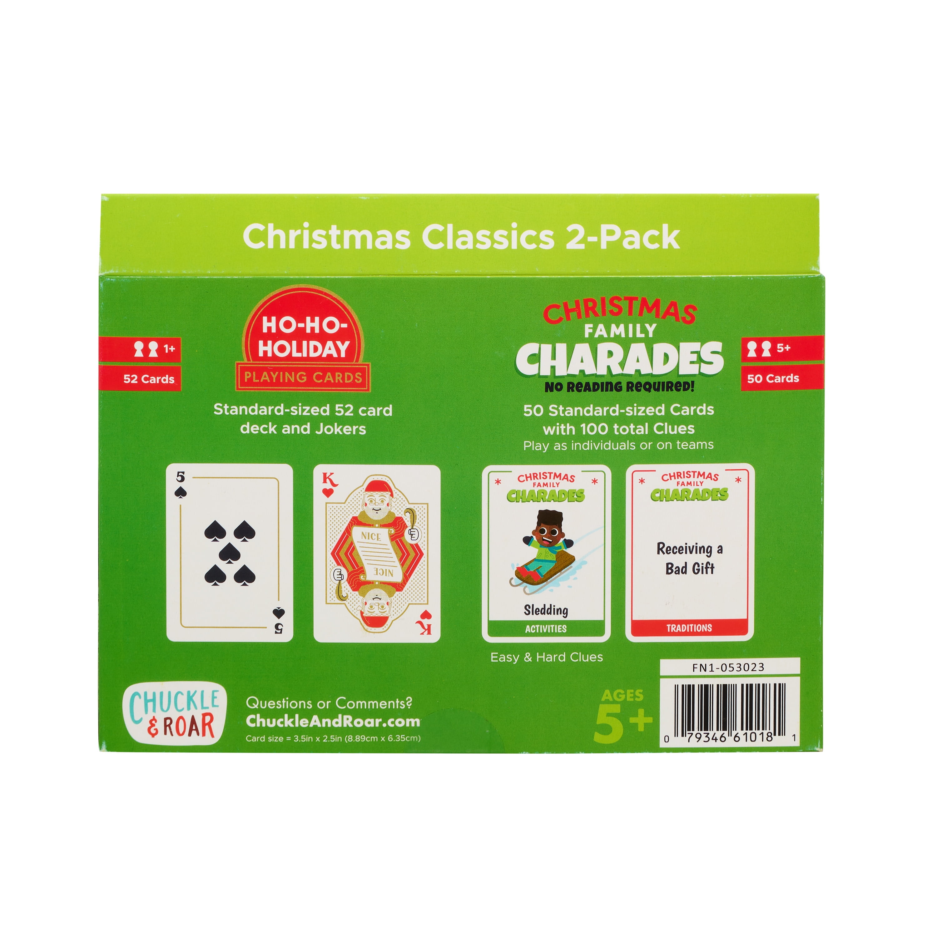 Chuckle & Roar HO HO Holiday Playing Cards & Christmas Family Charades Game Pack by Buffalo Games