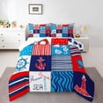 thumbnail image 2 of Feelyou Ocean Anchor Rudder Full Size Comforter Sets, Stripes Geometric Bedding Comforter Set, Cartoon Patchwork Plaid Bedding Sets, Microfiber Bedroom Decor, 3 Pieces, 2 of 8