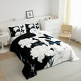 thumbnail image 3 of Manfei White Flower Floral Comforter Sets Queen Size, Black White Marble Comforters & Duvets, Butterflies Bedding Queen Comforter Set Super Cozy Room Decoration, 3-Piece Reversible, 3 of 8