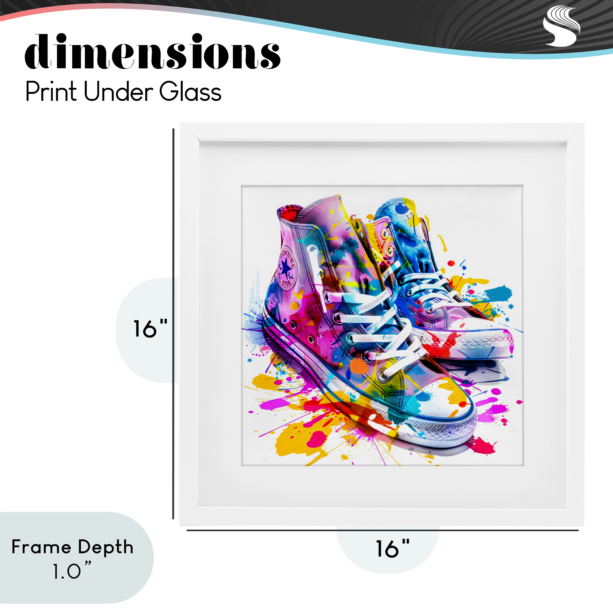 Stupell Industries High Top Sneakers Splash White Framed Print Under Glass, design by Creative Studio