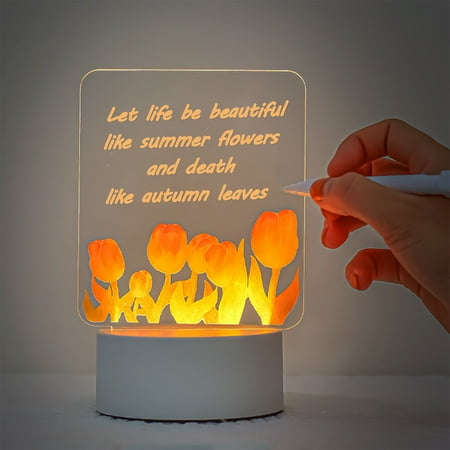 

Acrylic Transparent Notepad Erasable Ins Wind Message Board Holiday Lights Gift Children Girlfriend Decorative Night Light
