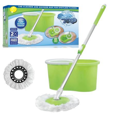 Spin Mop and Bucket Set with Wringer, 360° Self-Wringing Floor Cleaning System, Microfiber Mop Head, Hands-Free Cleaning for Tile, Hardwood & Home Floors