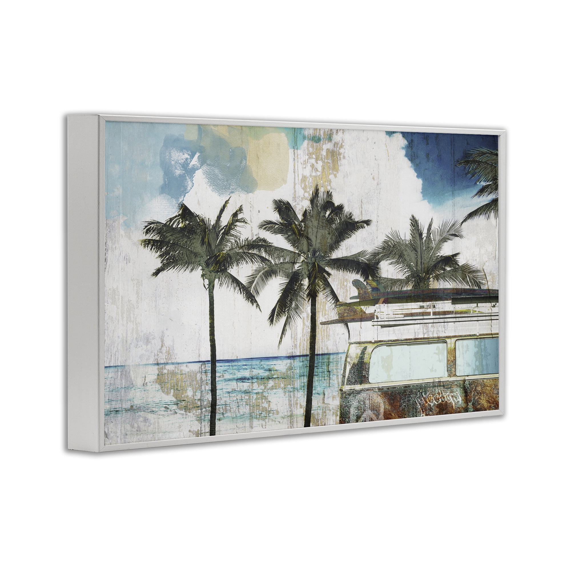Beach Day Retro Vacation White Framed Giclee Art, design by Sasha