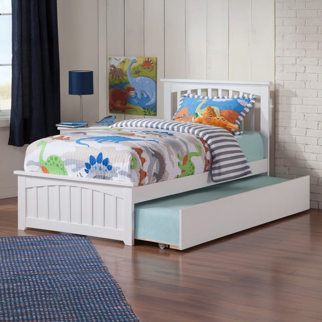 Mission Lit Plateforme Simple TG avec Pied de Lit Assorti et Tiroir-Lit Simple TG, Blanc
