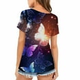 thumbnail image 4 of Mode Décontractée pour Femmes T-Shirt à Manches Courtes Col Rond Imprimé Papillon Numérique Blouse, 4 of 9