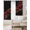 thumbnail image 3 of Blackout Curtains for Bedroom, Red Marble Room Darkening Window Drapes for Living Room, Gold Abstract Vintage Modern Ombre Art Thermal Insulated Grommet Curtains, 27.5x39 inch, 2 Panels, 3 of 9