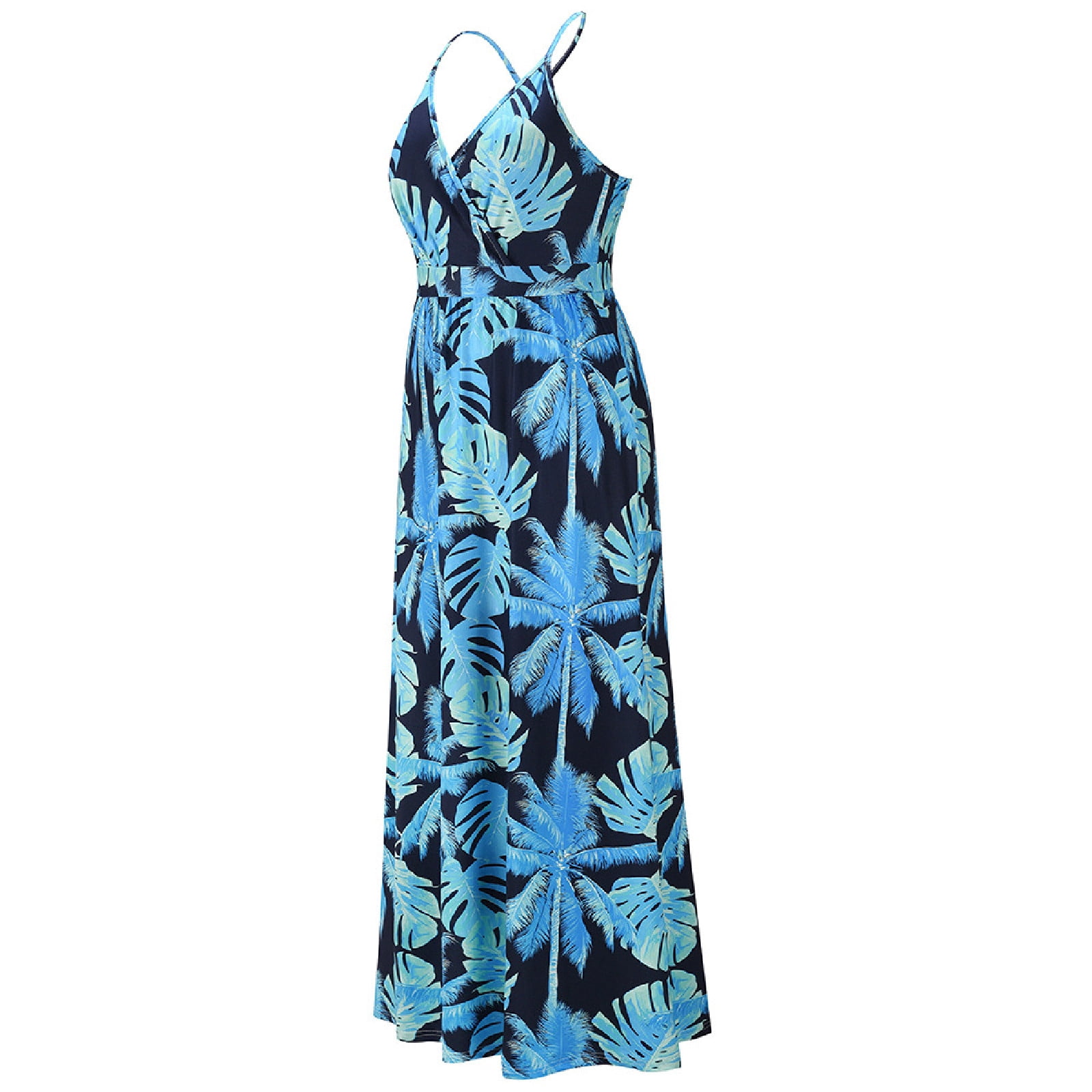 Bohemian Floral Women's Summer Dress Sexy Backless V-Neck Suspender Long Dress for Women