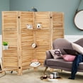 thumbnail image 2 of Ecomex 4 Panel Folding Room Divider Screen with Display Shelves 5.6 ft Tall, Natural Color, 2 of 7