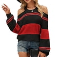 thumbnail image 1 of Top con cuello halter y hombros descubiertos a rayas,Camiseta con cuello halter y hombros descubiertos para mujer Top con cuello halter y hombros descubiertos para mujer Suéter con hombros descubiertos Rendimiento de gama alta, 1 of 6