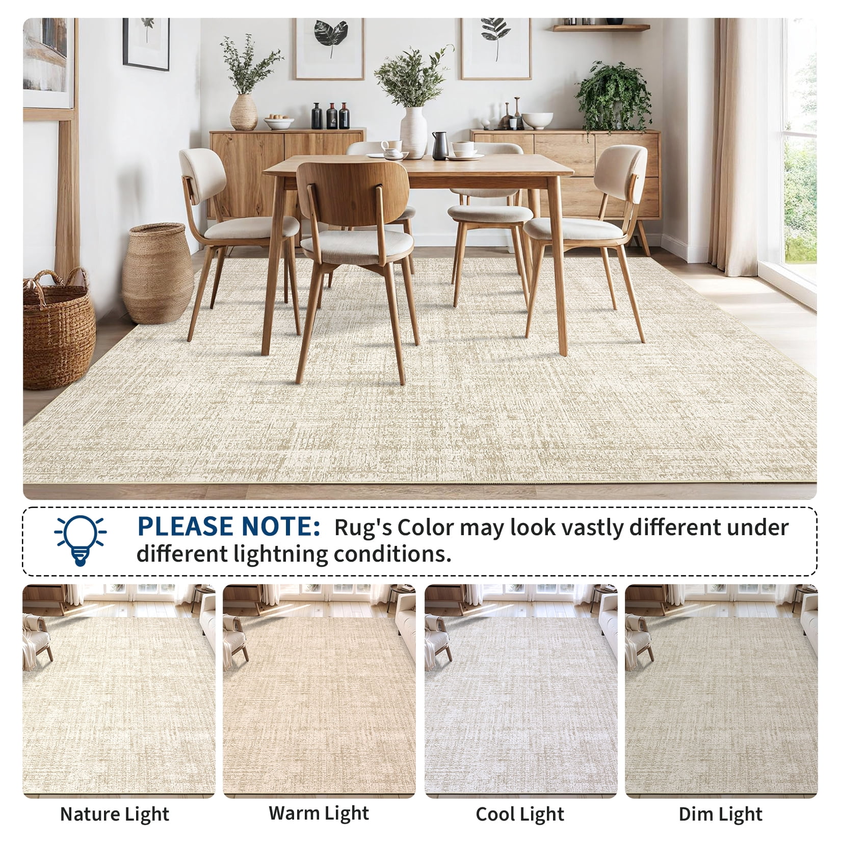 Area Rugs, Washable Large Rugs for Living Room Bedroom, Low Pile Soft Carpet, Modern Abstract Neutral Design, Non Slip & Non Shedding Foldable Floor Mats for Home Decor