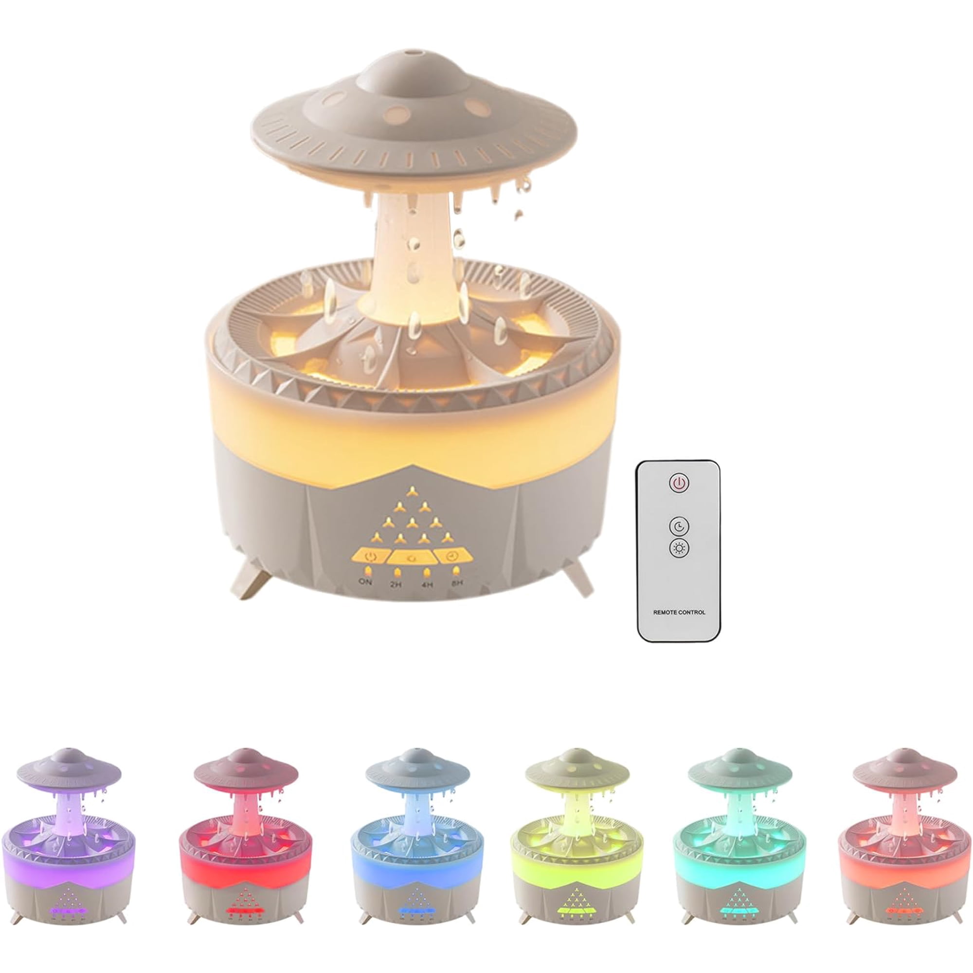 Air Humidifier for Bedroom:7 Colors Rain Cloud Humidifier with Water Drip,2 in 1 Cool Mist Humidifiers and Oil Diffuser for Home,Mini Mushroom Humidifier for Baby Bedside Sleeping (White)