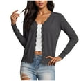 thumbnail image 4 of AKOEE Trendy Knit Cardigans for Women Lightweight Casual 3/4 Sleeve Button Down Scalloped Shrugs Sweater Tops (XL, Dark Gray), 4 of 8