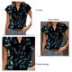thumbnail image 3 of Camisa de manga corta para mujer, camisa con cuello en V, camisa estampada de moda, Top informal suelto de verano, negro XL, 3 of 4