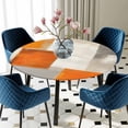 thumbnail image 3 of Burnt Orange Beige Round Fitted Tablecloth with Elastic Edge, Waterproof Table Cloth Table Cover for 36"-44" Tables, Abstract Modern Oil Painting Geometric Tablecloths for Dining Picnic Outdoor, 3 of 9