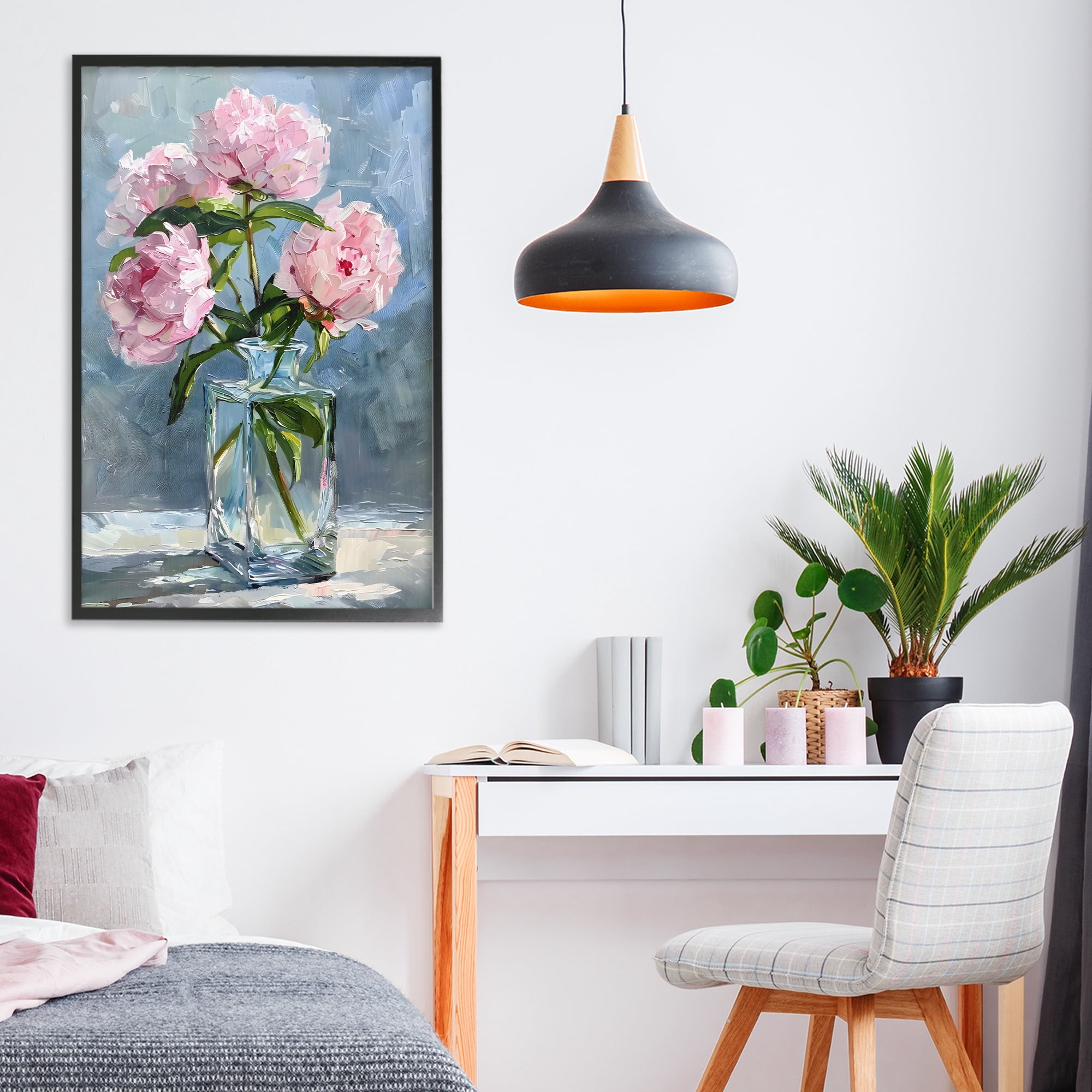 Stupell Industries Beautiful Pink Pastel Peonies Black Framed Giclee Art, design by Creative Studio