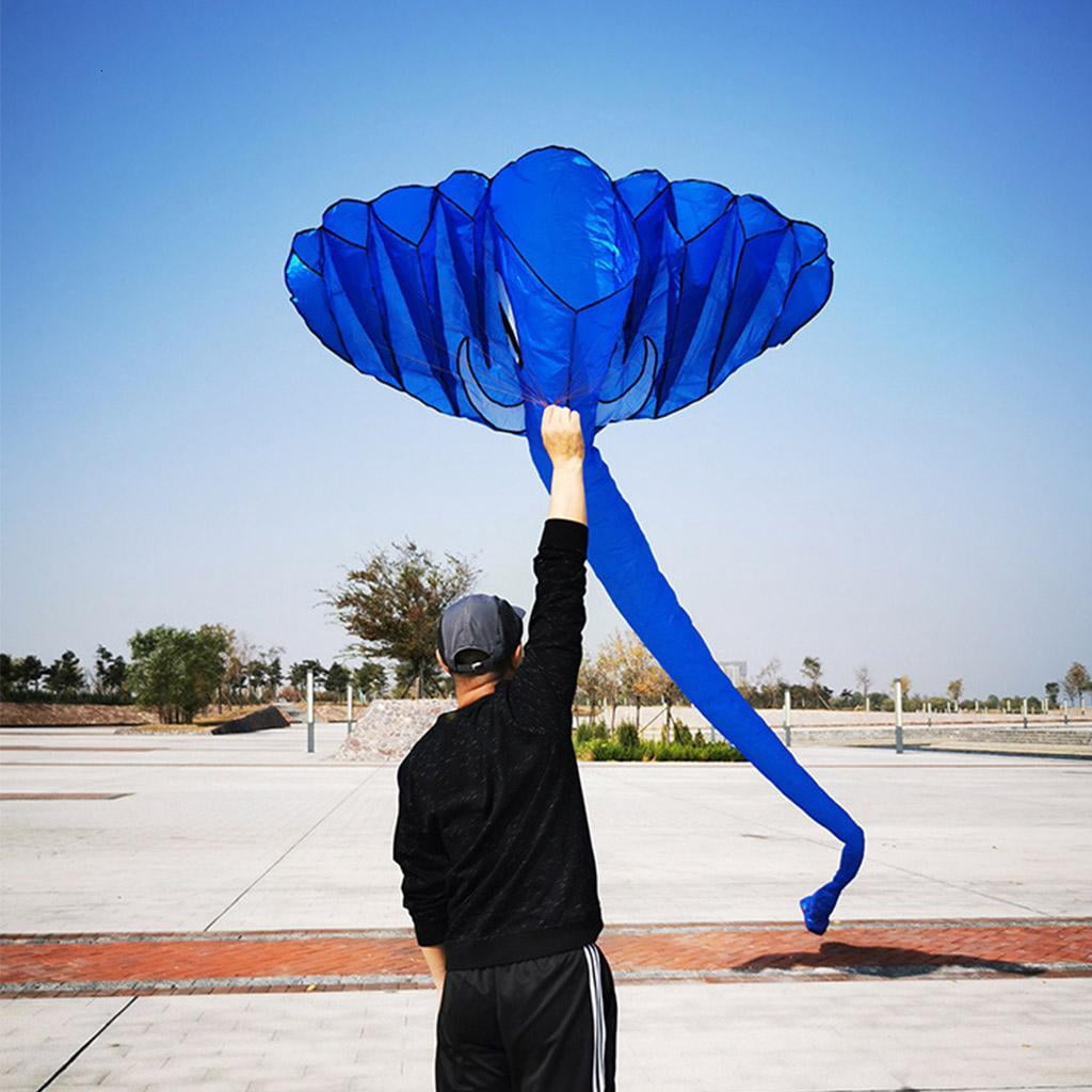 216’’ Large Soft Kite Frameless 3D Elephant Kite Wind Kite for Easy Fly Long Tail Fun Kite Beach Outside
