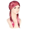 thumbnail image 4 of ZHENHONG Turbans for Women Floral Printed Headwrap Hat Muslim Slouchy Beanie Cap Casual Tie Dye Headwear Wine, 4 of 5