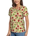thumbnail image 5 of Yiaed Cherries and Ladybirds Print Women's T Shirt V-Neck Short Sleeve Shirt Casual Breathable Tee Summer Tops-Large, 5 of 5