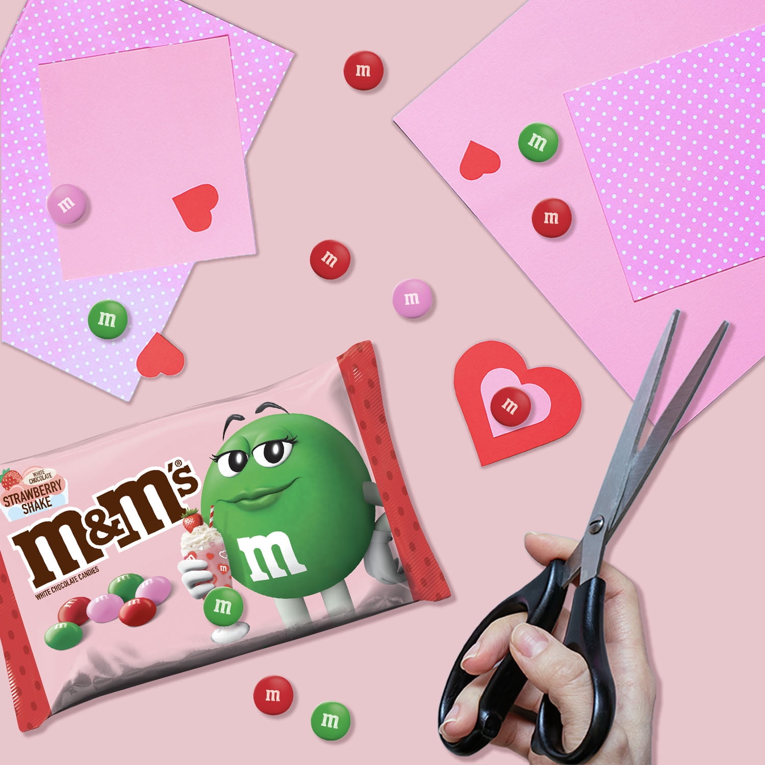 (2 pack) M&M's White Chocolate Strawberry Shake Valentines Candy - 7.44 oz Bag