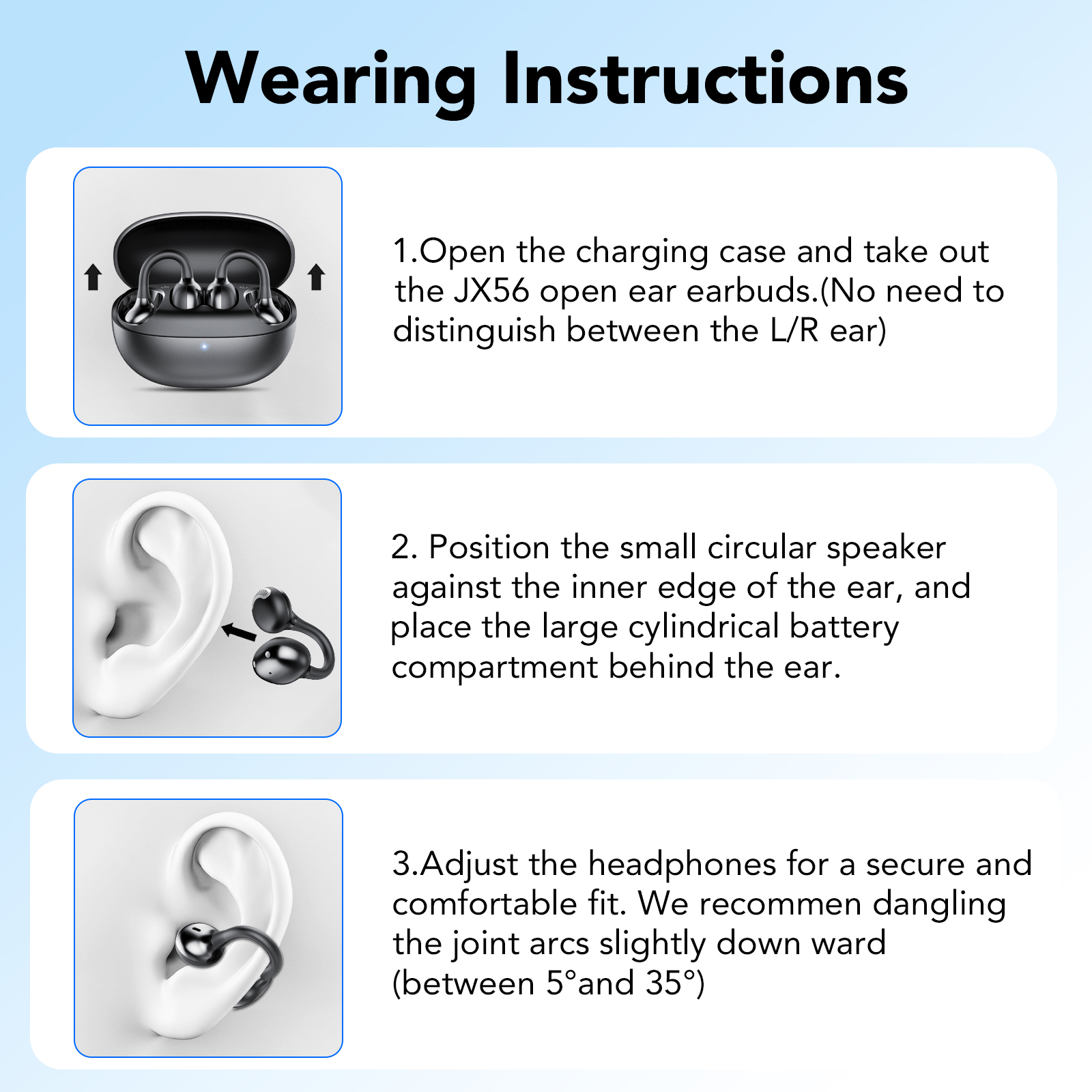 IKT Open Ear Earbuds Bluetooth 6.0 IPX7 Waterproof photo 6