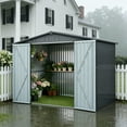 thumbnail image 3 of S-HOME Heavy-Duty Metal Storage Shed in Antique Dark Grey 6x8ft with Lockable Double Doors for Garden Supplies & Tools, 3 of 21