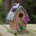 thumbnail image 2 of Northlight 10" Brown and Green Hanging Birdhouse with Butterflies Outdoor Garden Decor, 2 of 5